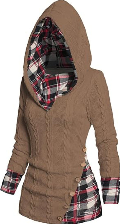 Elena | Highland gebreide patchwork hoodie