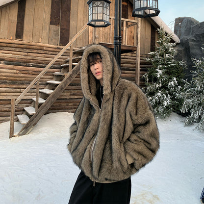 Met bont gevoerde thermische jas
