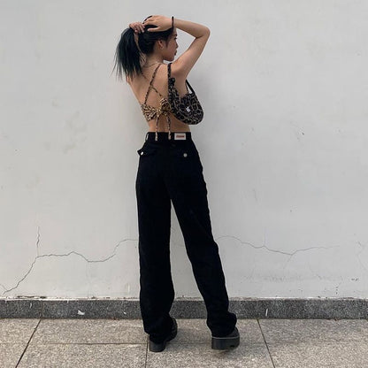 Rugloze top met luipaardprint