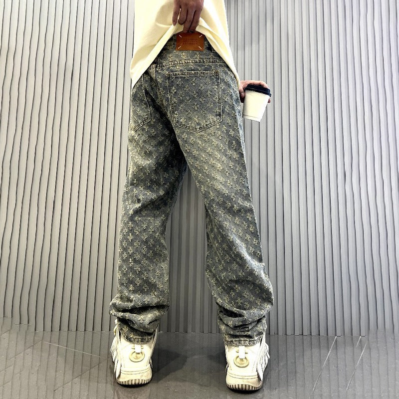 Jacquard-denimjeans